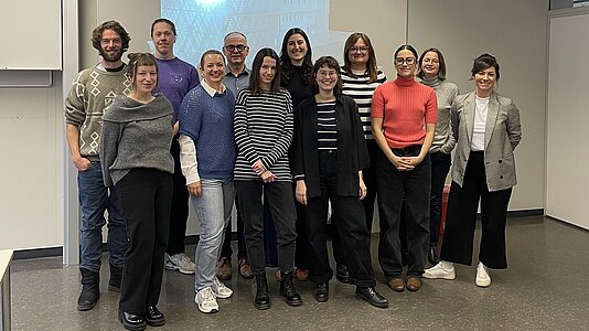 Studierende des IKM und Delegation des Heimatmuseums Reutlingen mit Prof. Dr. Yvonne Pröbstle